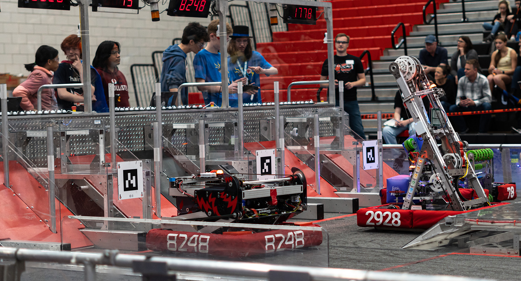 Our robot, 8248, prepared to compete during Bordie Charged 2023